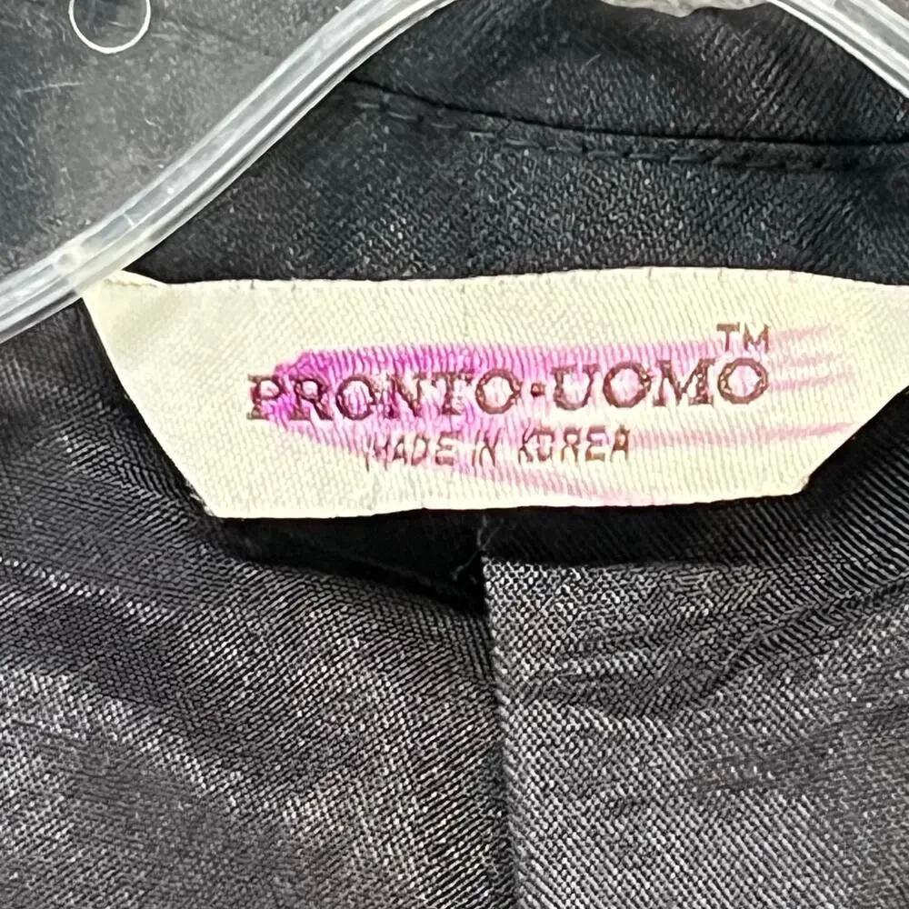 Pronto‎ Uomo Suit Jacket Mens 42L Black Wool Sport Coat Blazer Business Classic